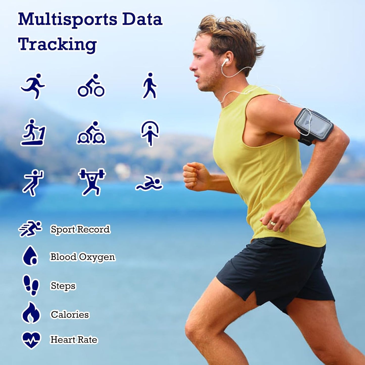 Smart Ring Health and Fitness Tracker - Waterproof Sleep and Activity Monitor with Heart Rate, Step Count, Distance, Calories, Air Gesture Control, Up to 7-Day Battery Life, Compatible with iOS and Android (Light Gold, Size #12)