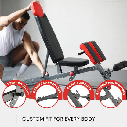 Multi-Functional FID Weight Bench for Comprehensive Body Workout – Hyper Back Extension, Roman Chair, Adjustable Ab Sit-Up Bench, Incline/Decline Bench, Flat Bench